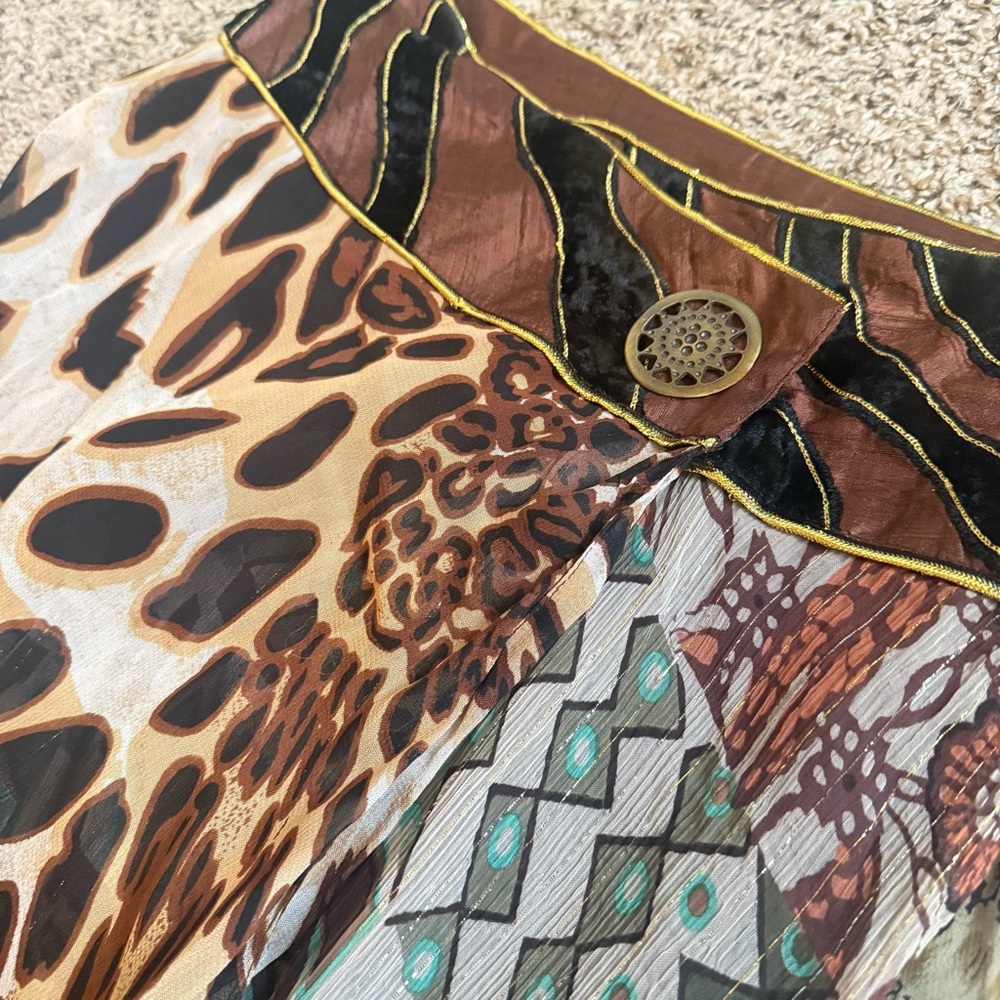 Vintage Sandy Starkman 80s-90s Geometric Mixed Animal Print Asymmetrical Skirt S - Picture 6 of 9